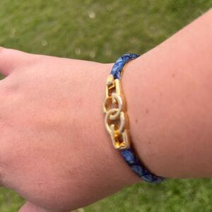 GUCCI Blue and Gold GG Bracelet